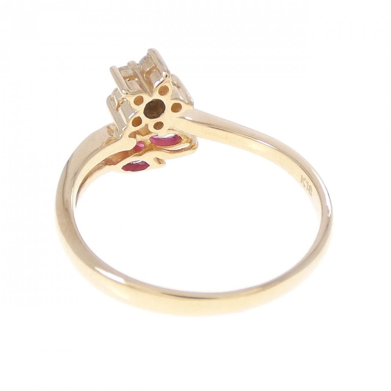 K18YG フラワー ルビー リング 0.33CT