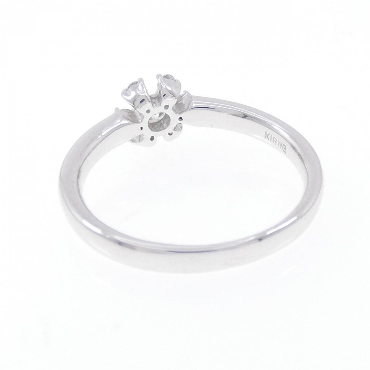 K18WG Flower Diamond Ring 0.2CT