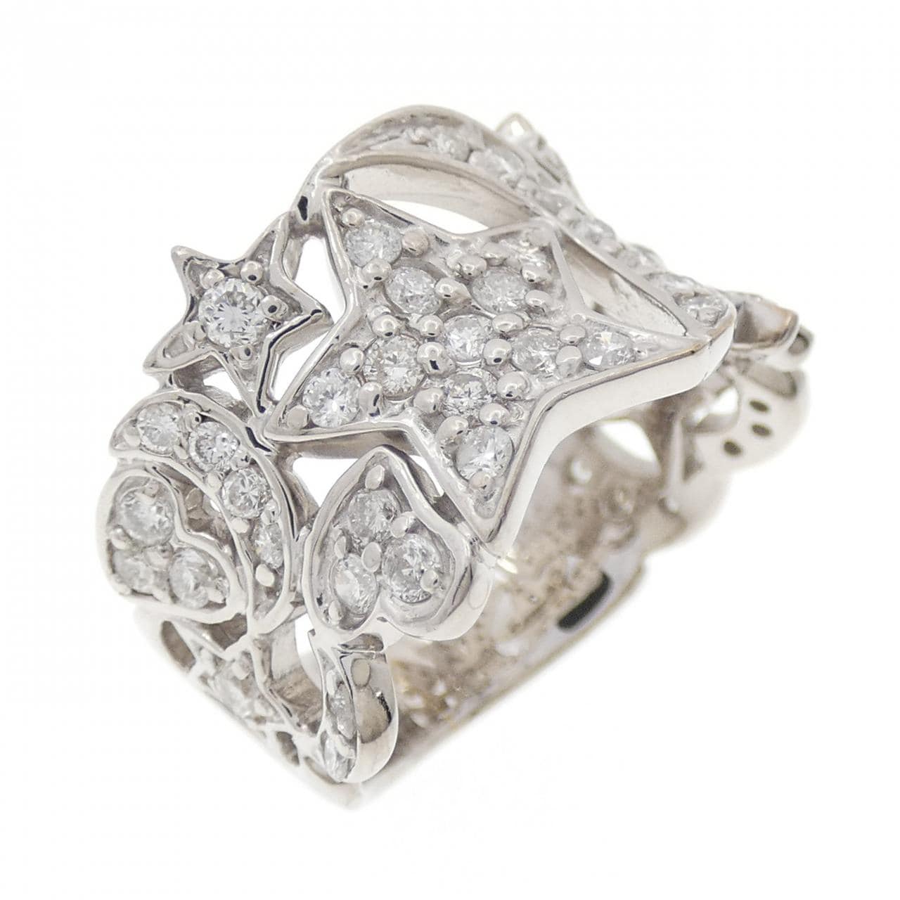 K18WG スター×ムーン×ハート ダイヤモンド リング 1.00CT