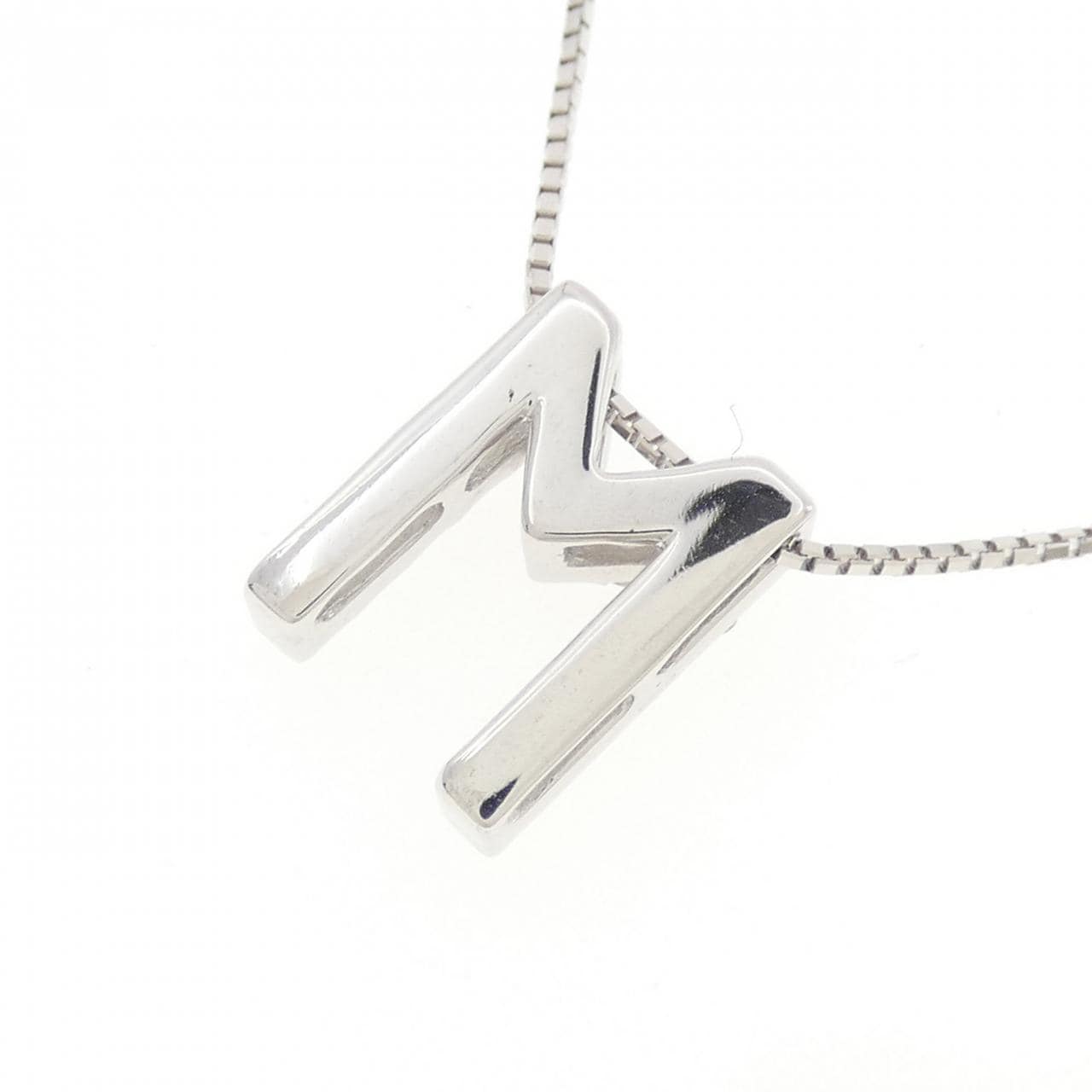K18WG Initial M Diamond Necklace 0.34CT
