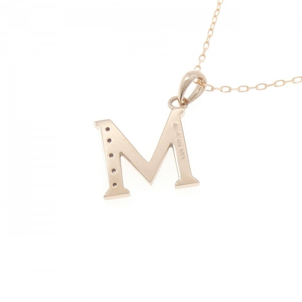 K10PG イニシャルM ダイヤモンド ネックレス 0.03CT
