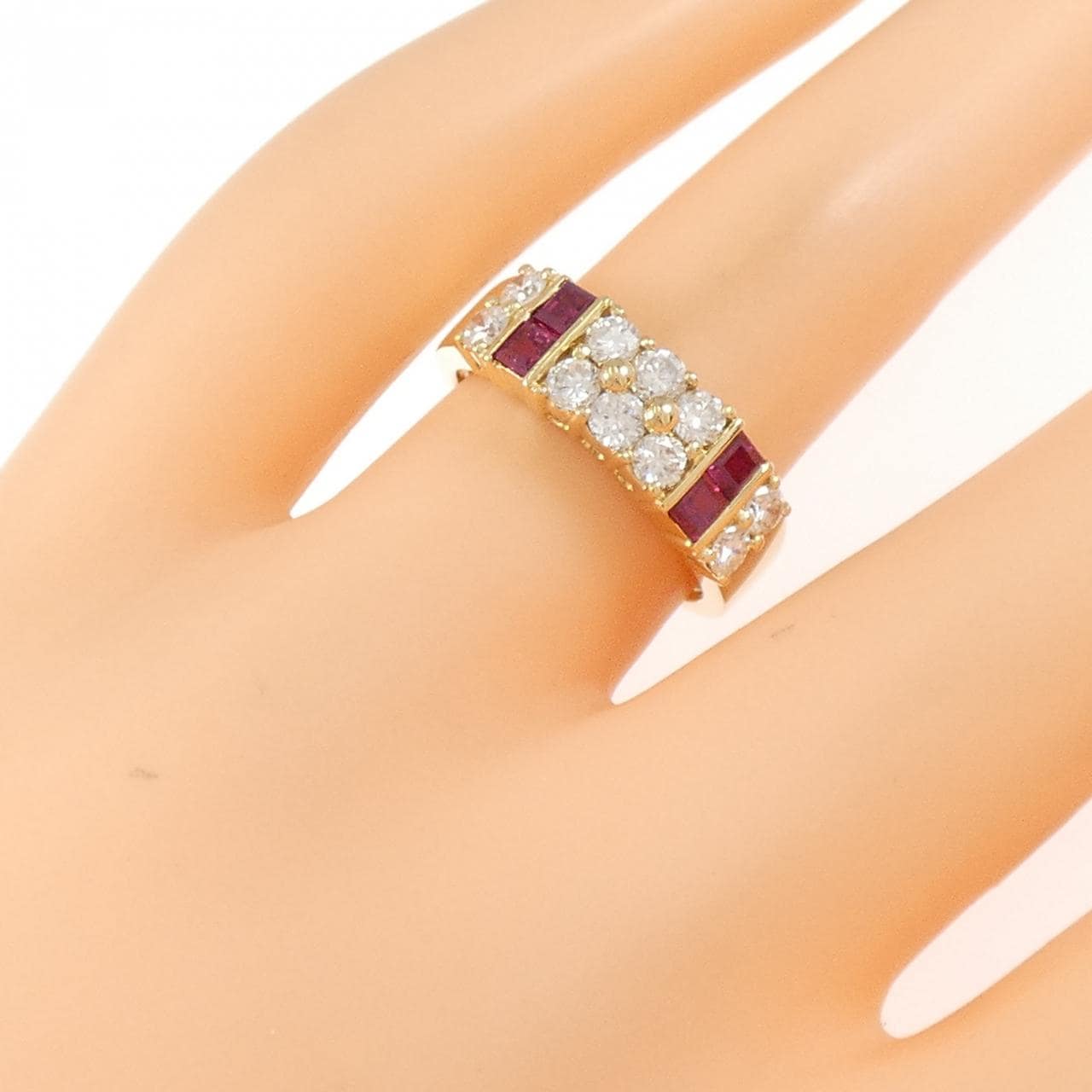 K18YG フラワー ルビー リング 0.64CT