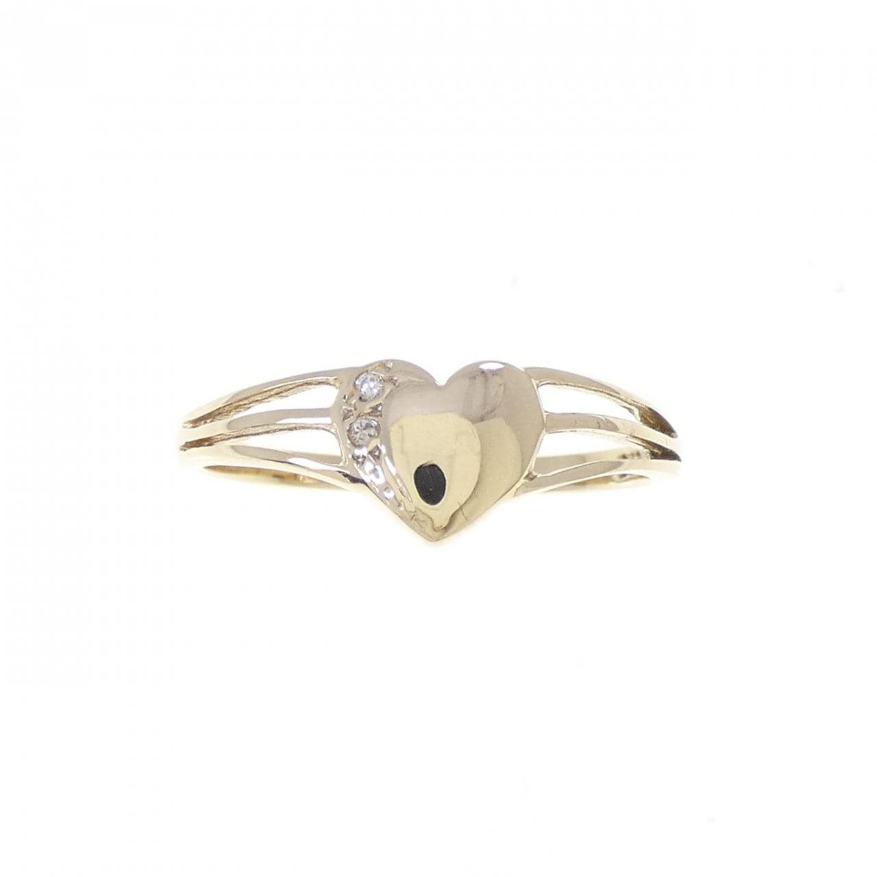 375YG ハート ダイヤモンド リング