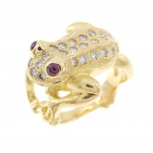 K18YG フロッグ ルビー リング 0.10CT