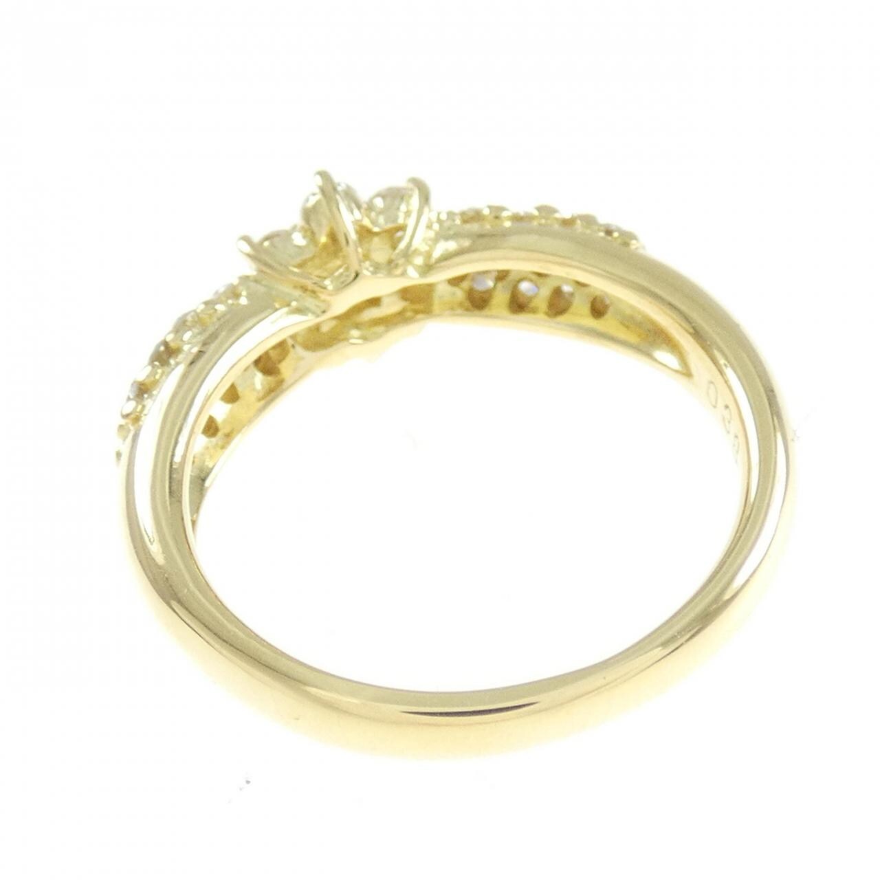 K18YG フラワー ダイヤモンド リング 0.38CT