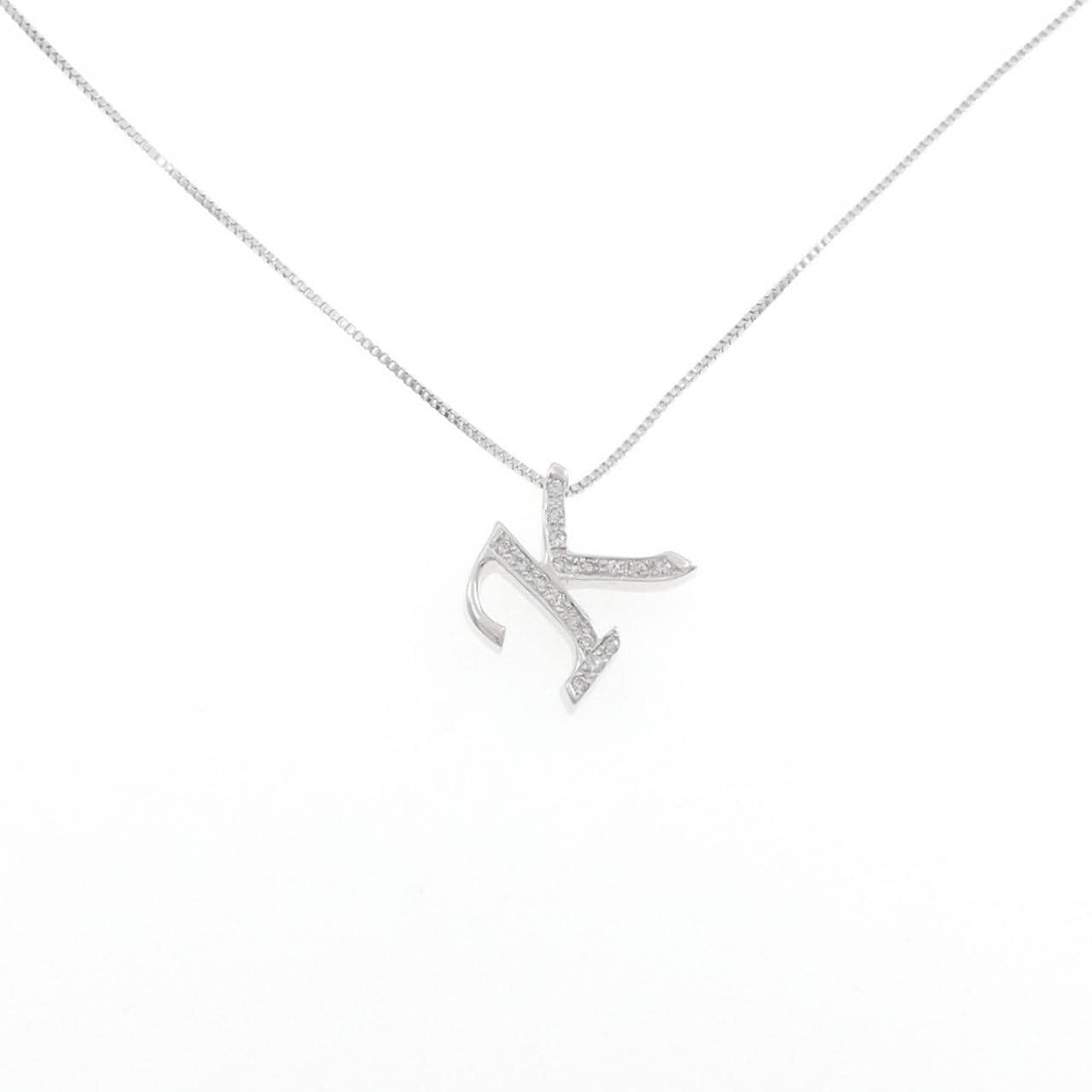K18WG イニシャルK ダイヤモンド ネックレス 0.17CT