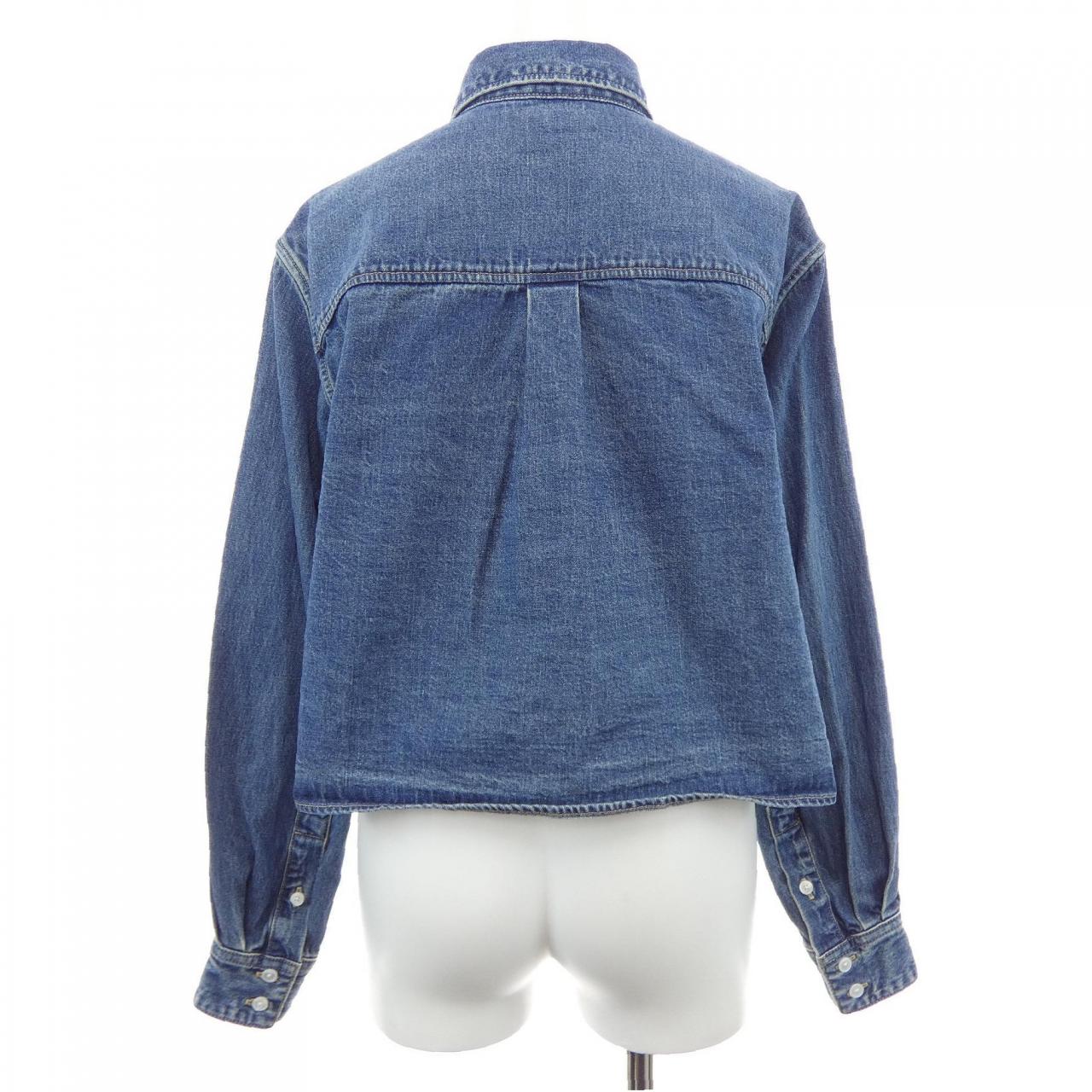 セリーヌ CELINE ユニオンオーシャンウォッシュデニム クロップドシャツ トリオンフ 2T187459N シャツ