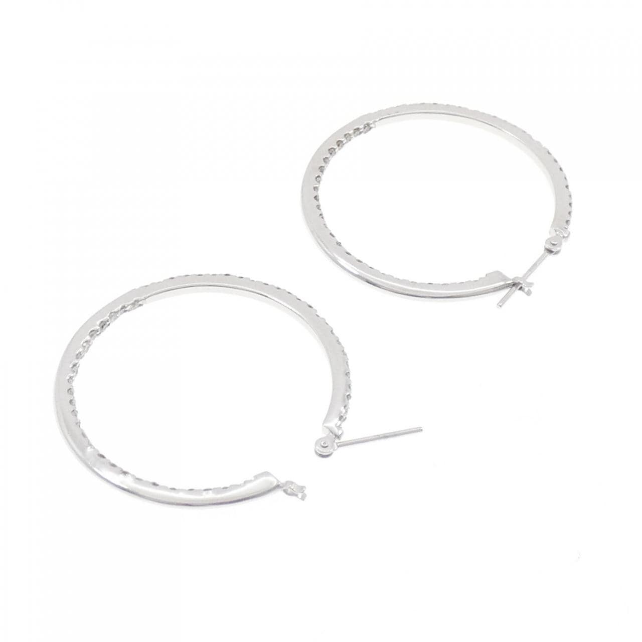 K18WG フープ ダイヤモンド ピアス 1.00CT