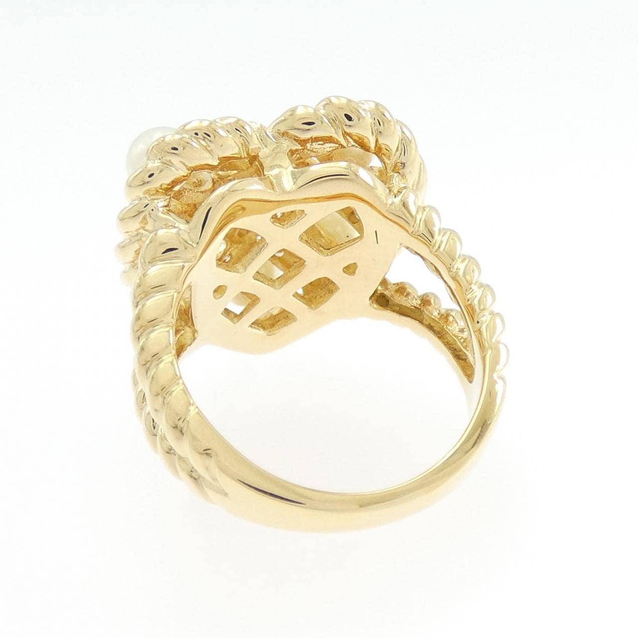 K18YG ハート アコヤパール リング