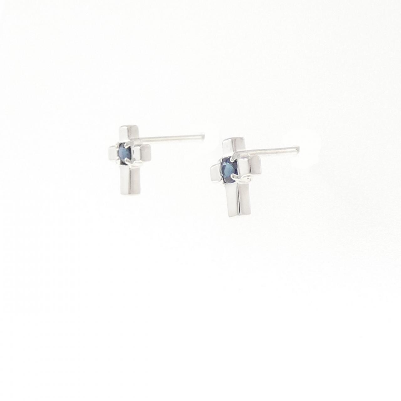 PT900 クロス サファイヤ ピアス