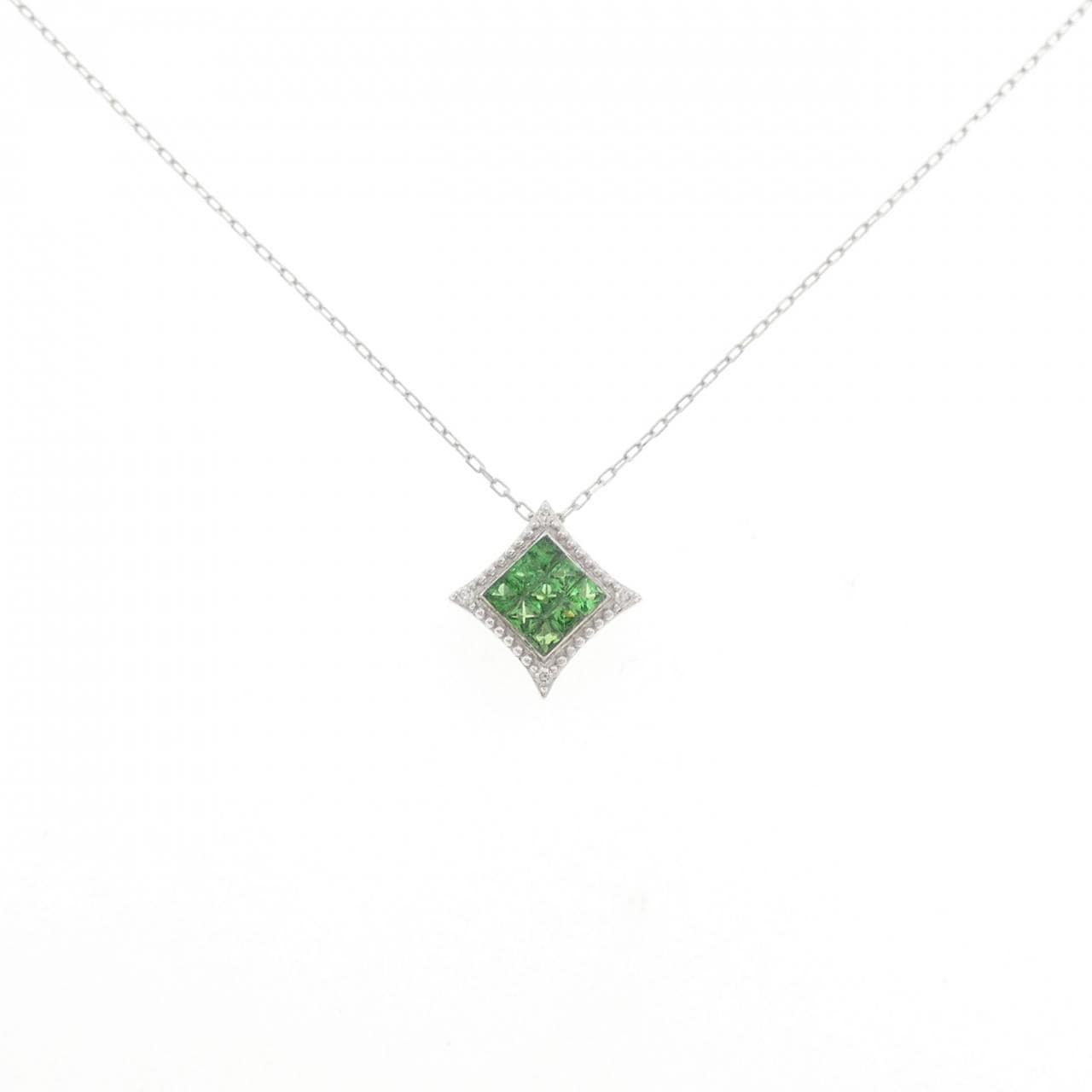 K18WG グリーンガーネット ネックレス 0.24CT