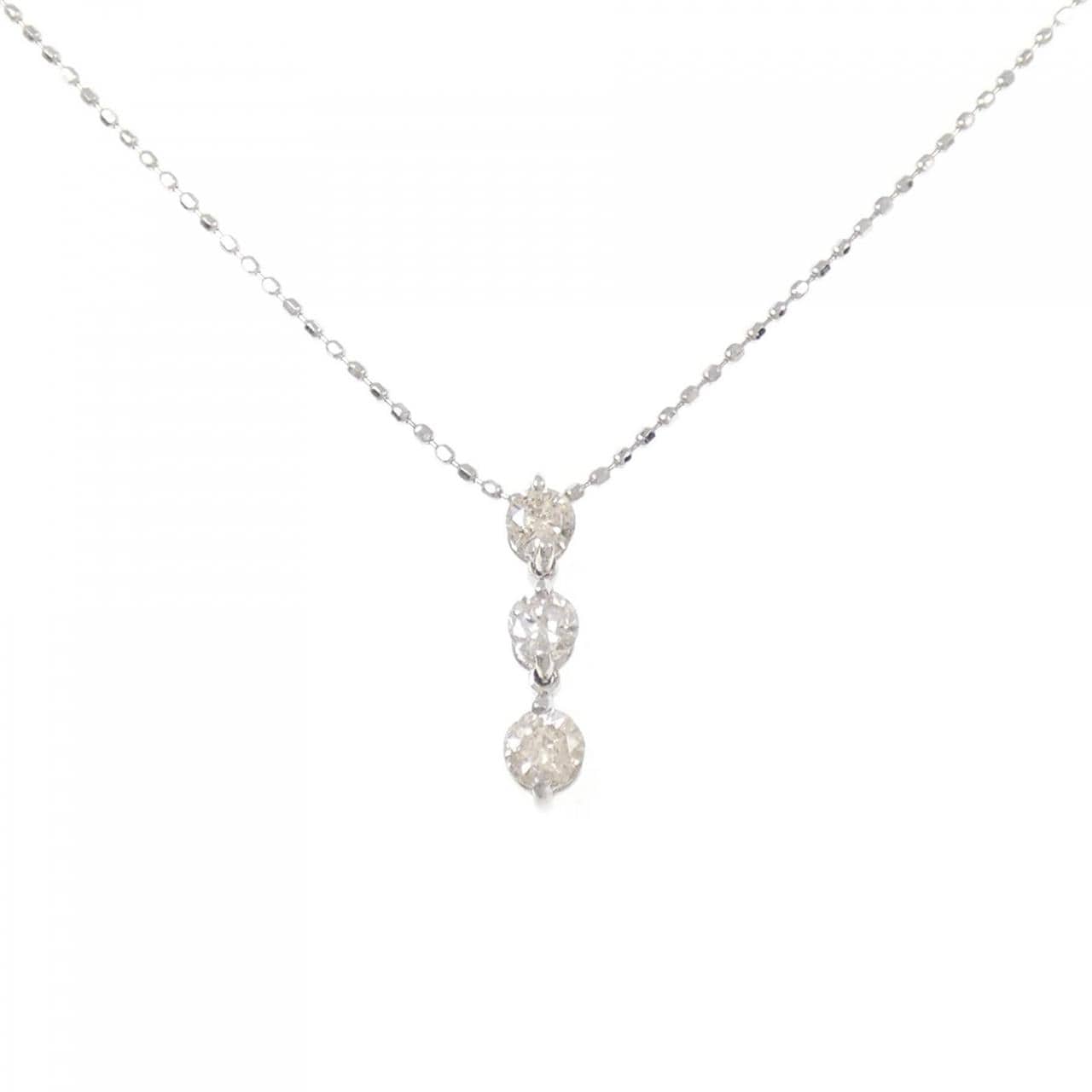 K18WG/750WG鑽石項鍊 0.30CT