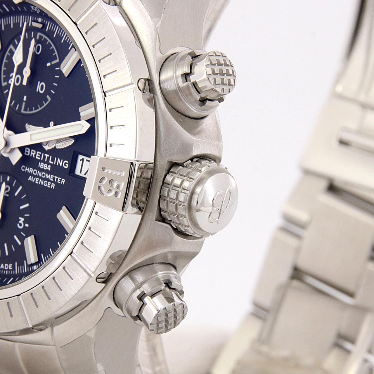 ブライトリング アベンジャー2 クロノグラフ 自動巻き 腕時計 ステンレススチール SS ホワイト 2015年5月購入 A13381 メンズ 40802069718【アラモード】