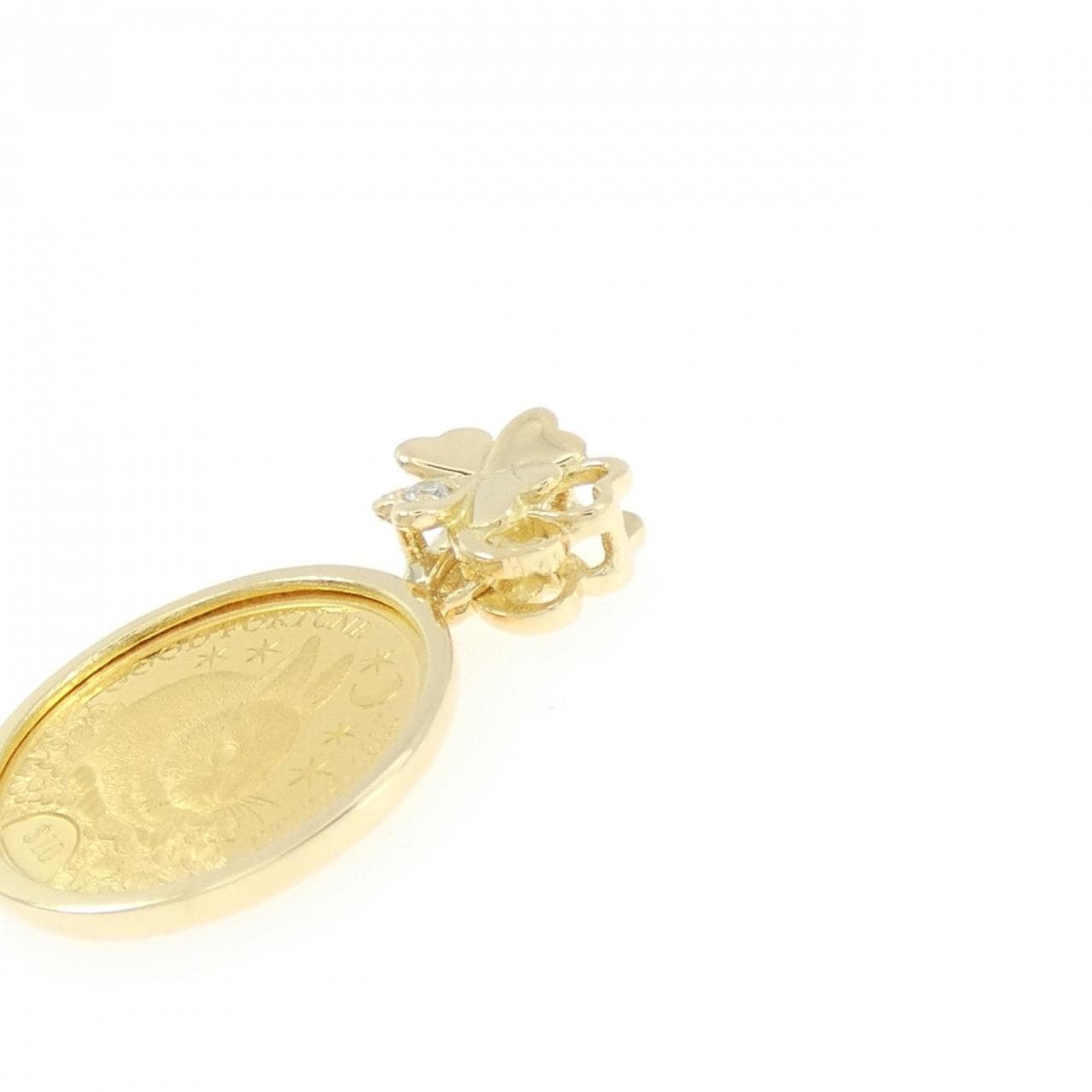 K18YG(枠) ダイヤモンド コイン ペンダント 0.01CT