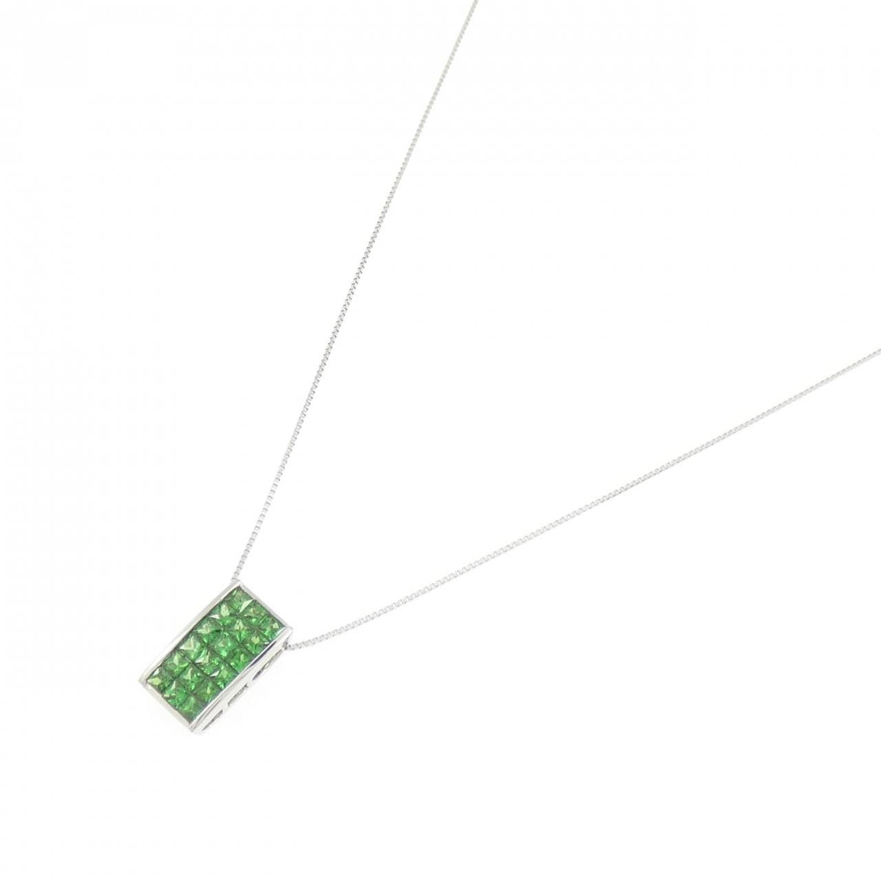 K18WG グリーンガーネット ネックレス 0.77CT