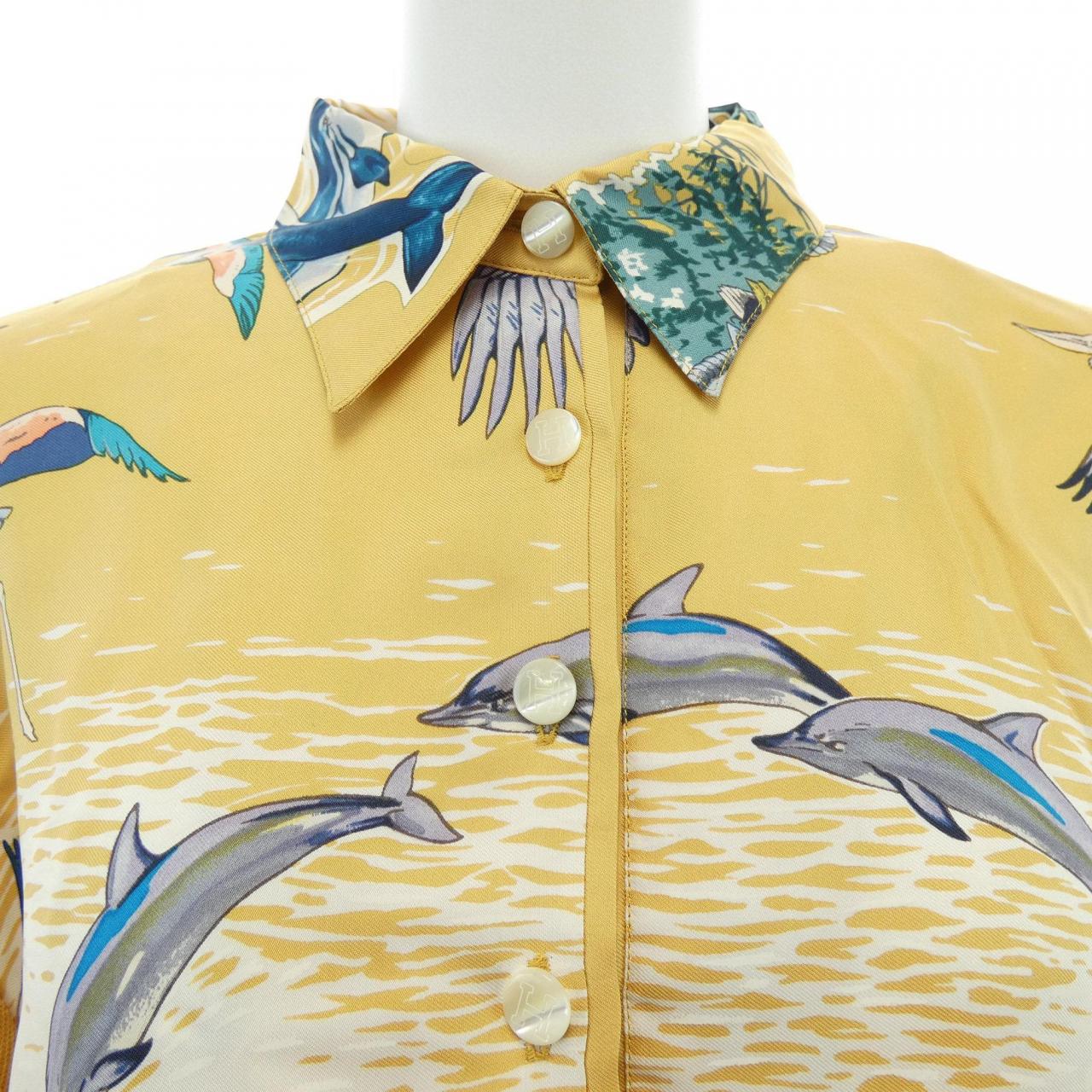 【ヴィンテージ】エルメス HERMES LAVIE PRECIEVSE DE LA MEDITERRANEE ツイルレーヌ. ポロシャツ