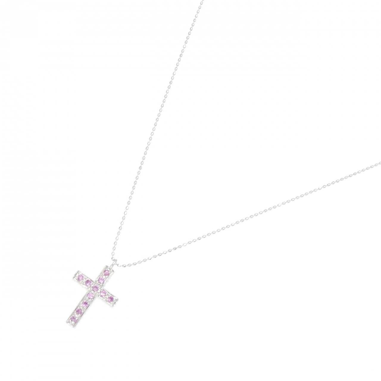 K18WG クロス サファイヤ ネックレス 0.20CT