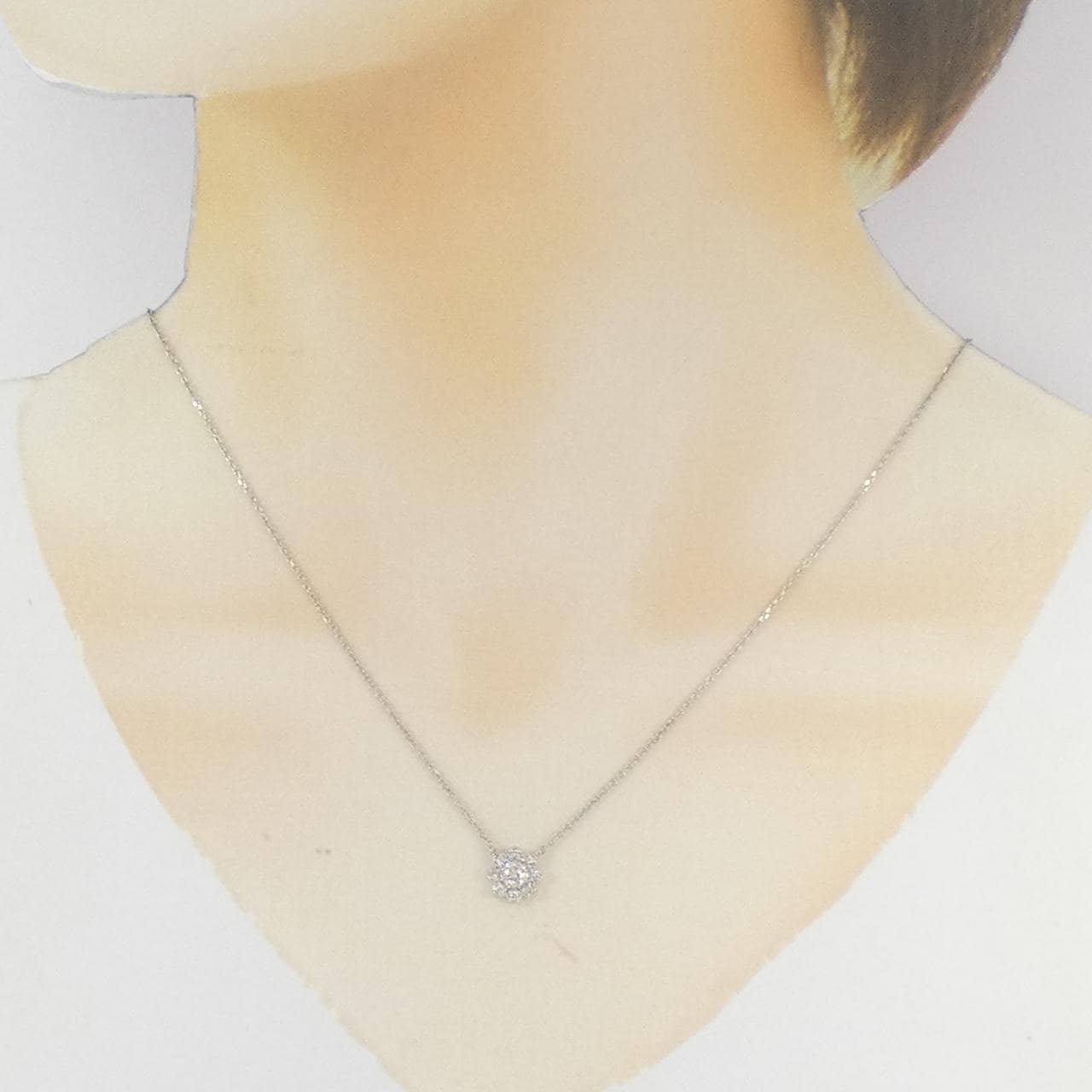 PT900/PT850 フラワー ダイヤモンド ネックレス 0.20CT