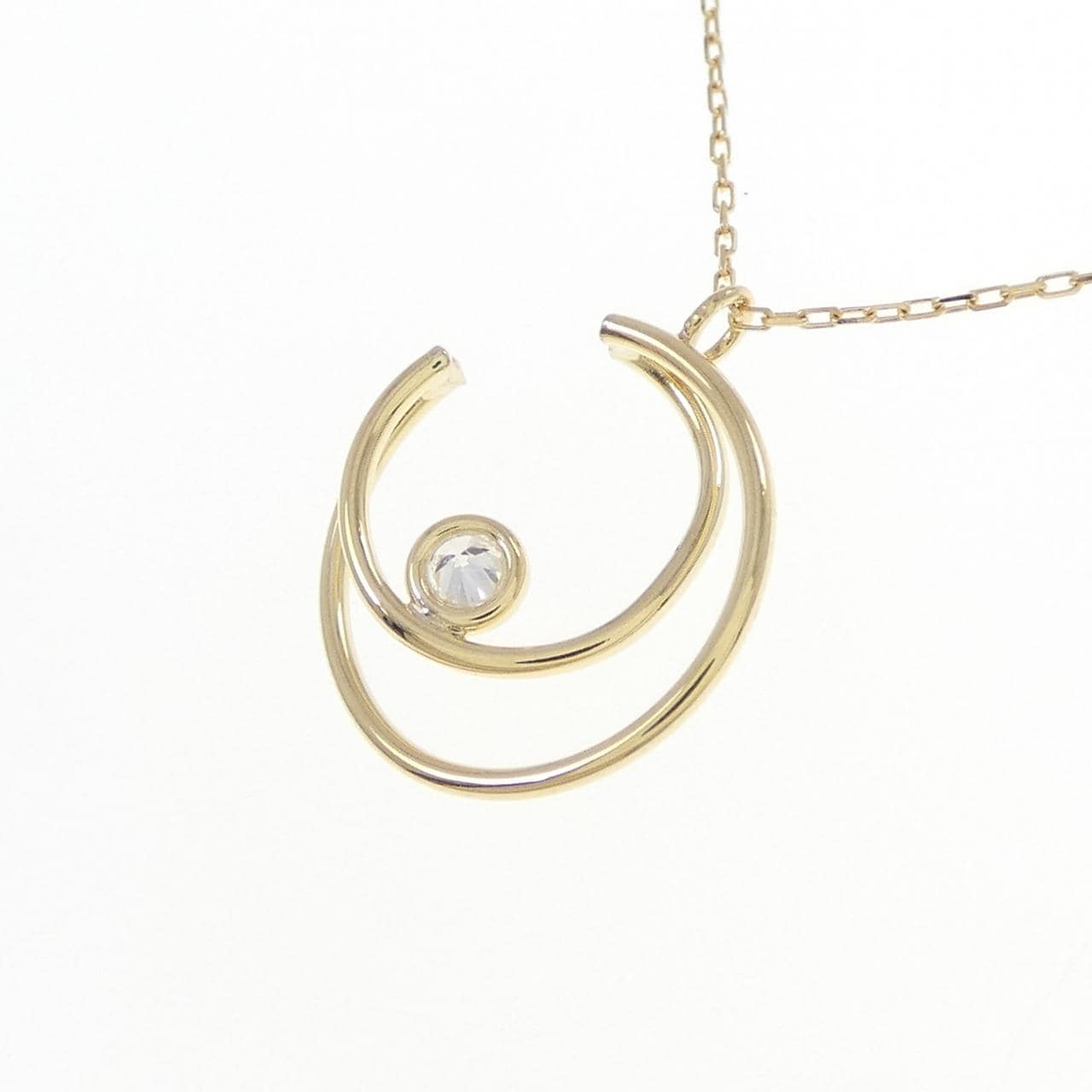 K18YG ムーン ダイヤモンド ネックレス 0.03CT