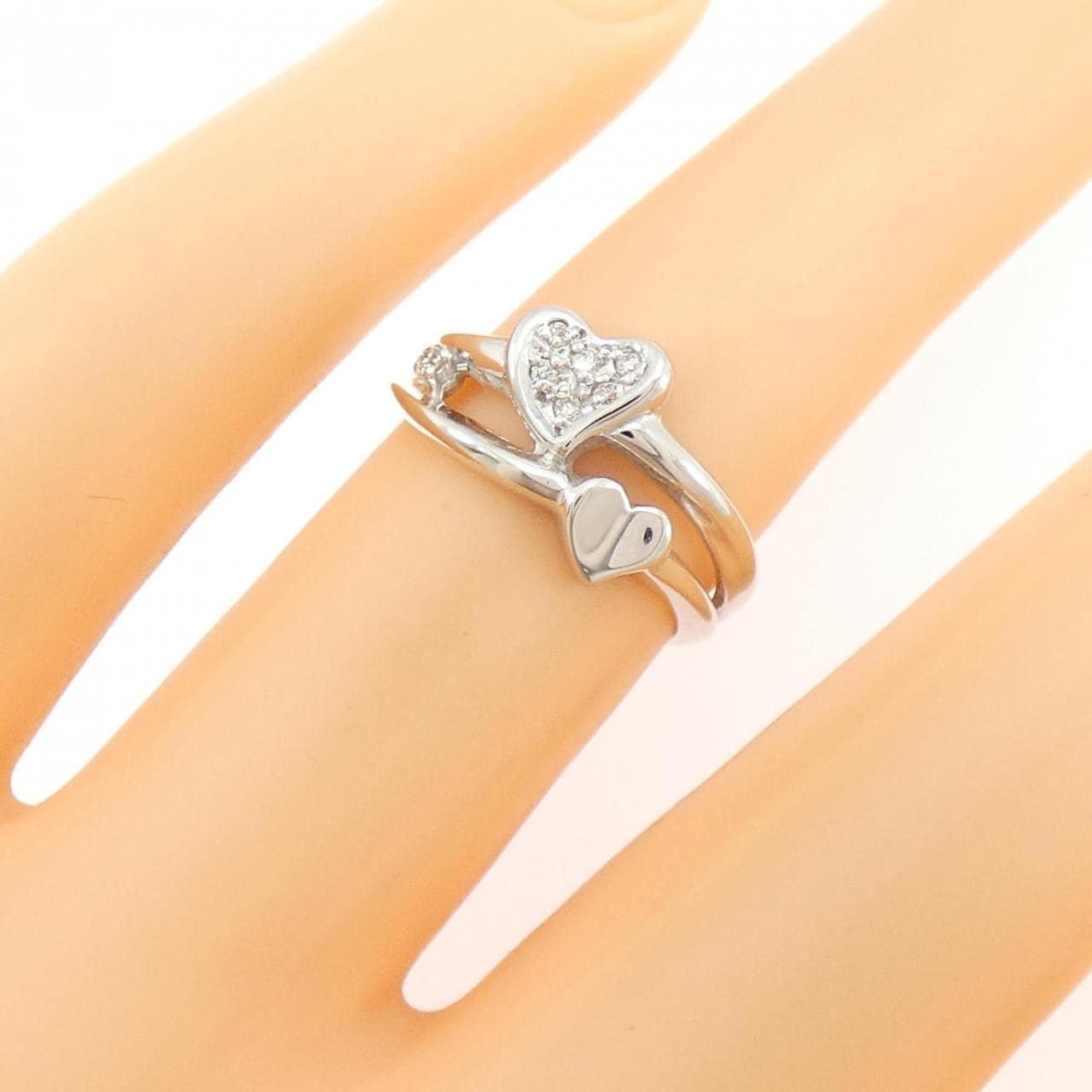 K18WG ハート ダイヤモンド リング 0.04CT