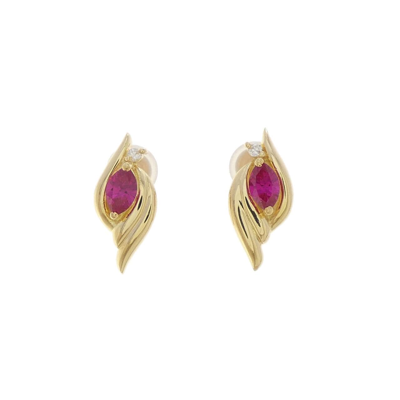 クレサンベール 合成ルビー イヤリング 0.48CT
