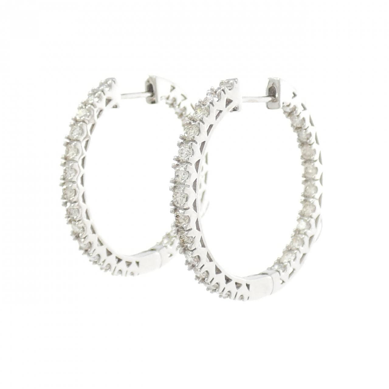 K18WG フープ ダイヤモンド ピアス 2.00CT