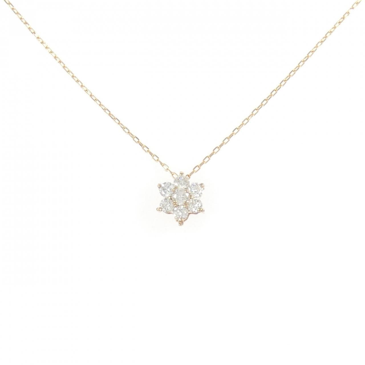 K18PG フラワー ダイヤモンド ネックレス 0.20CT