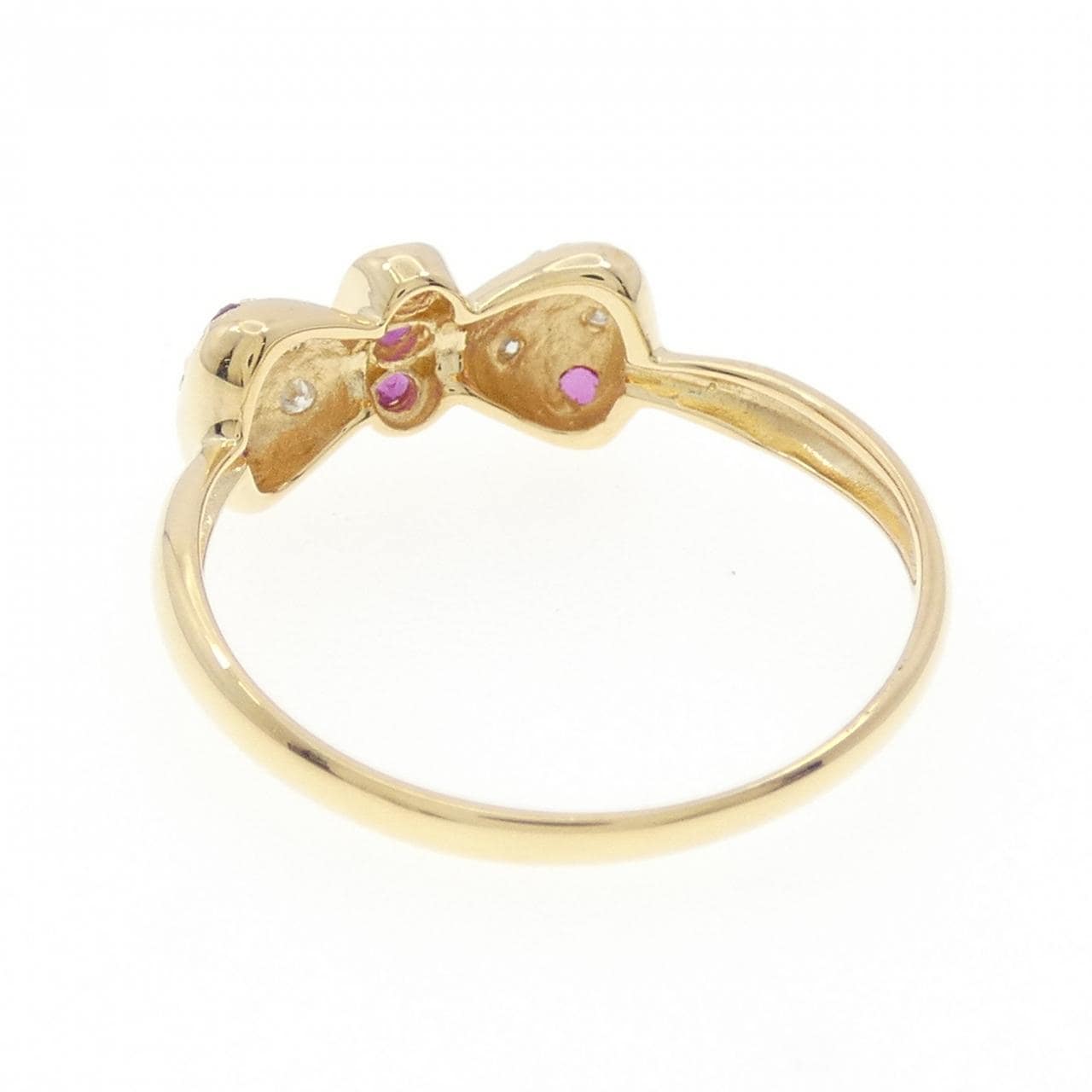 K18YG リボン ルビー リング