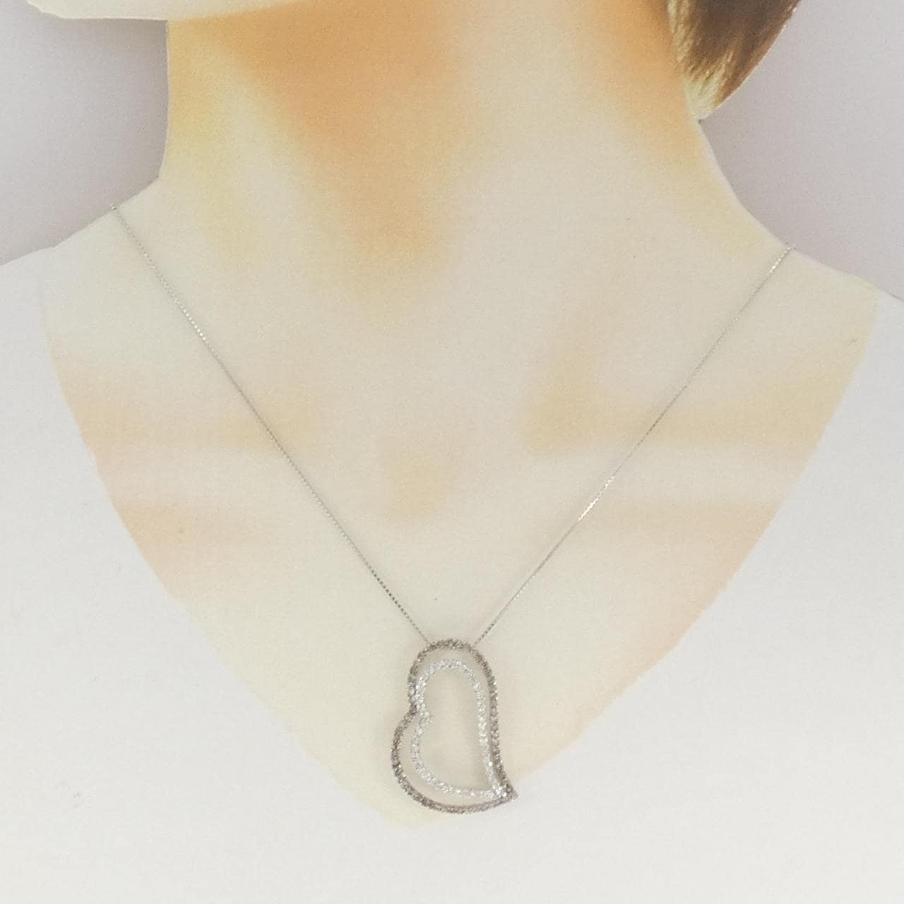 750WG/K18WG ハート ダイヤモンド ネックレス 1.20CT