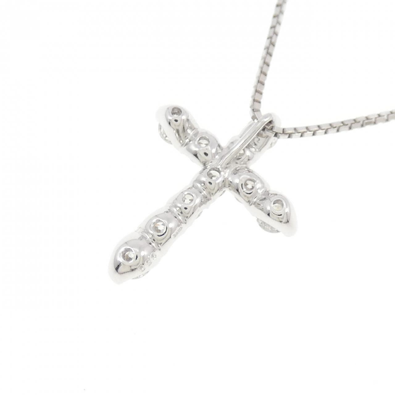 K18WG クロス ダイヤモンド ネックレス 0.50CT