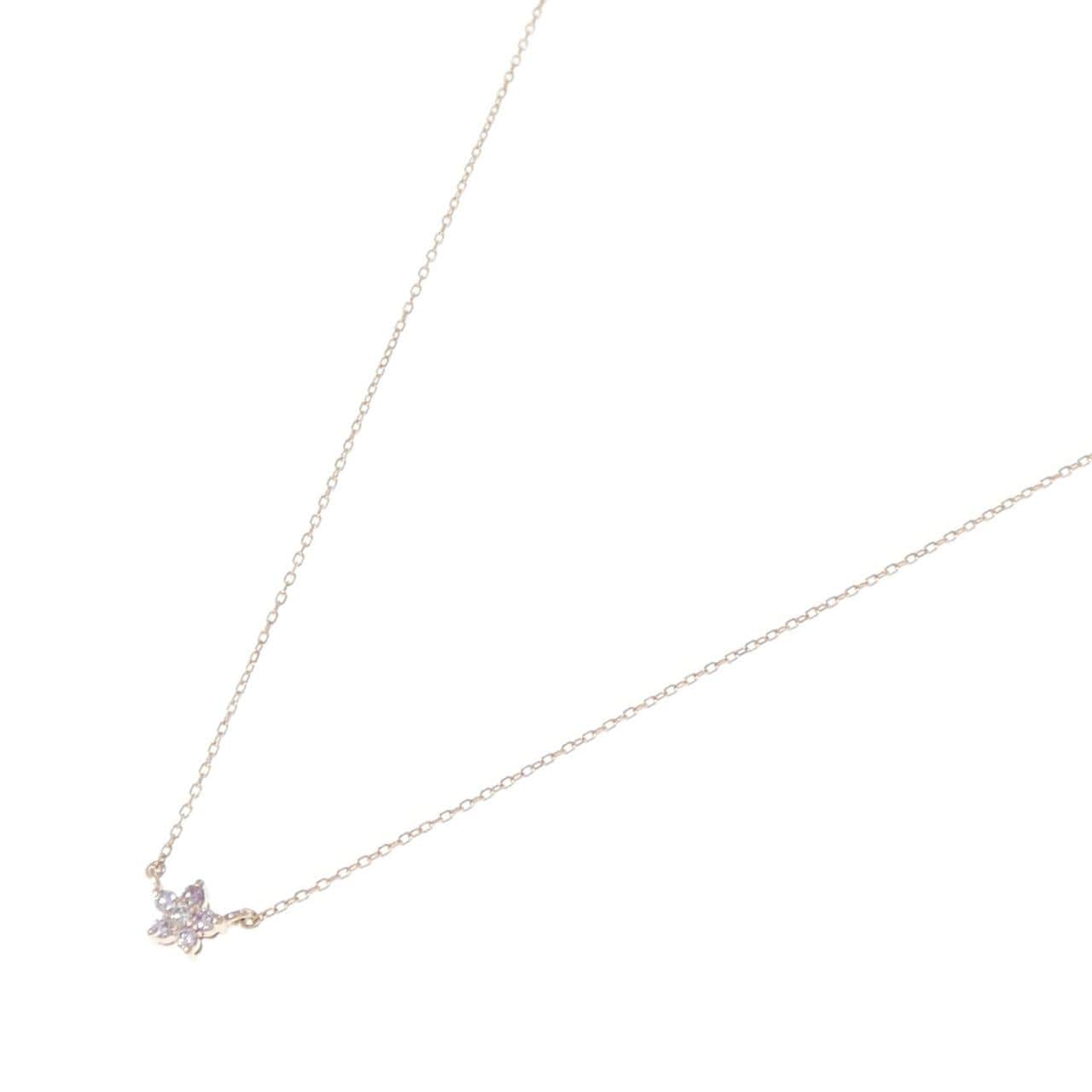 K18PG フラワー ダイヤモンド ネックレス 0.04CT