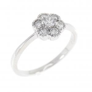 K18WG フラワー ダイヤモンド リング 0.30CT