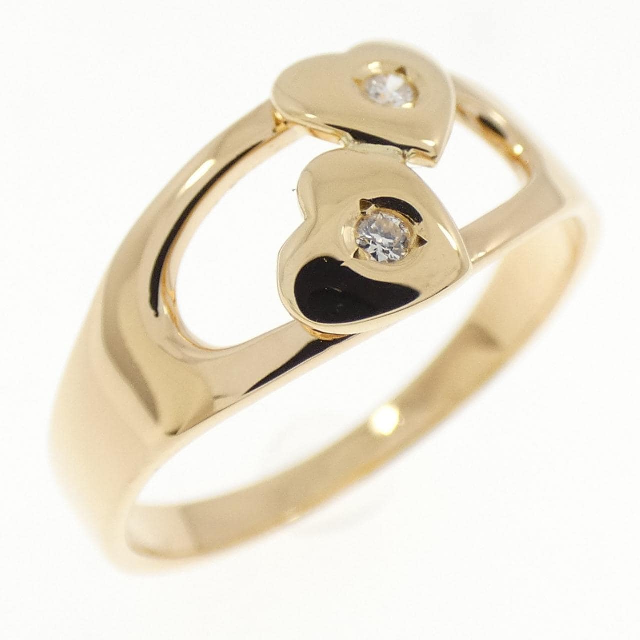 K18YG ハート ダイヤモンド リング