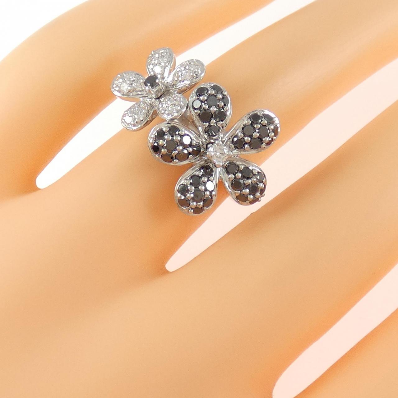K18WG フラワー ダイヤモンド リング 1.00CT