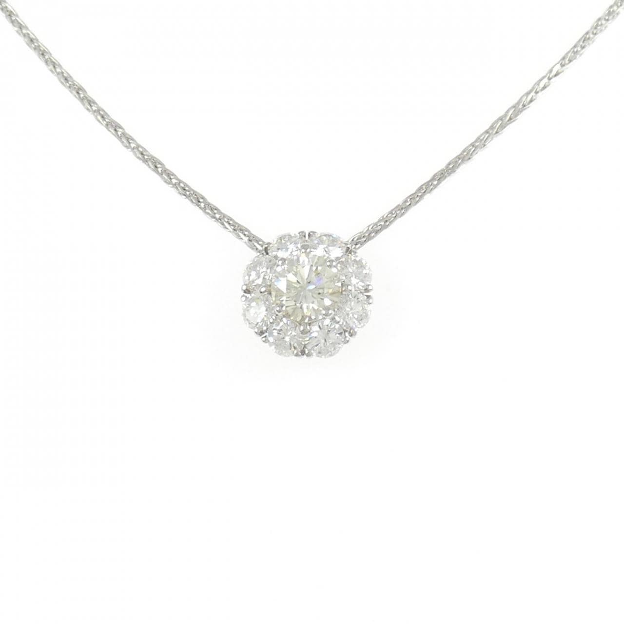 PT900/PT850 フラワー ダイヤモンド ネックレス 0.726CT M VS2 VG