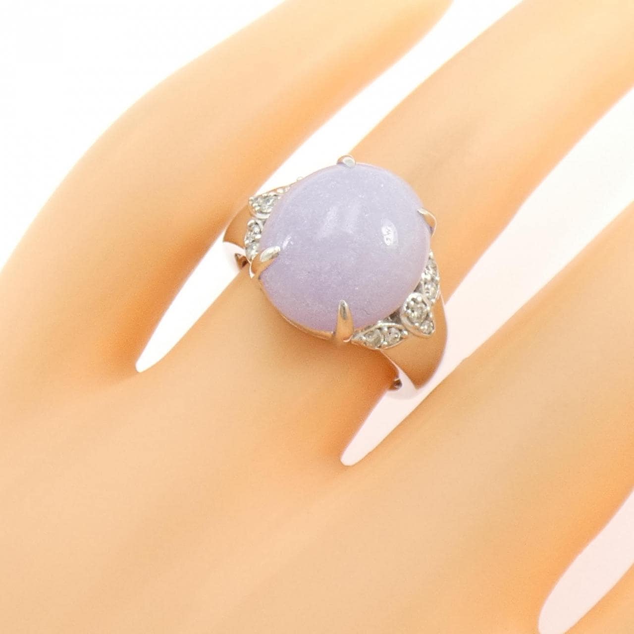 K18WG ラベンダーヒスイ リング 7.94CT