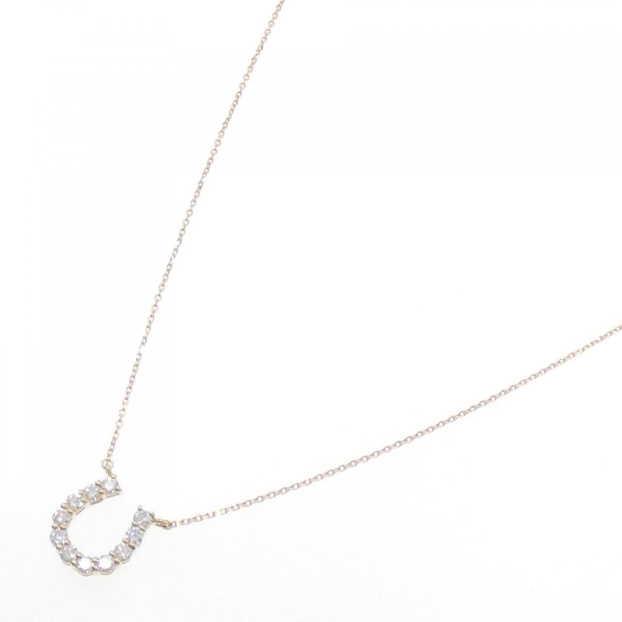 [BRAND NEW] K18YG Horseshoe Diamond Necklace 0.500CT