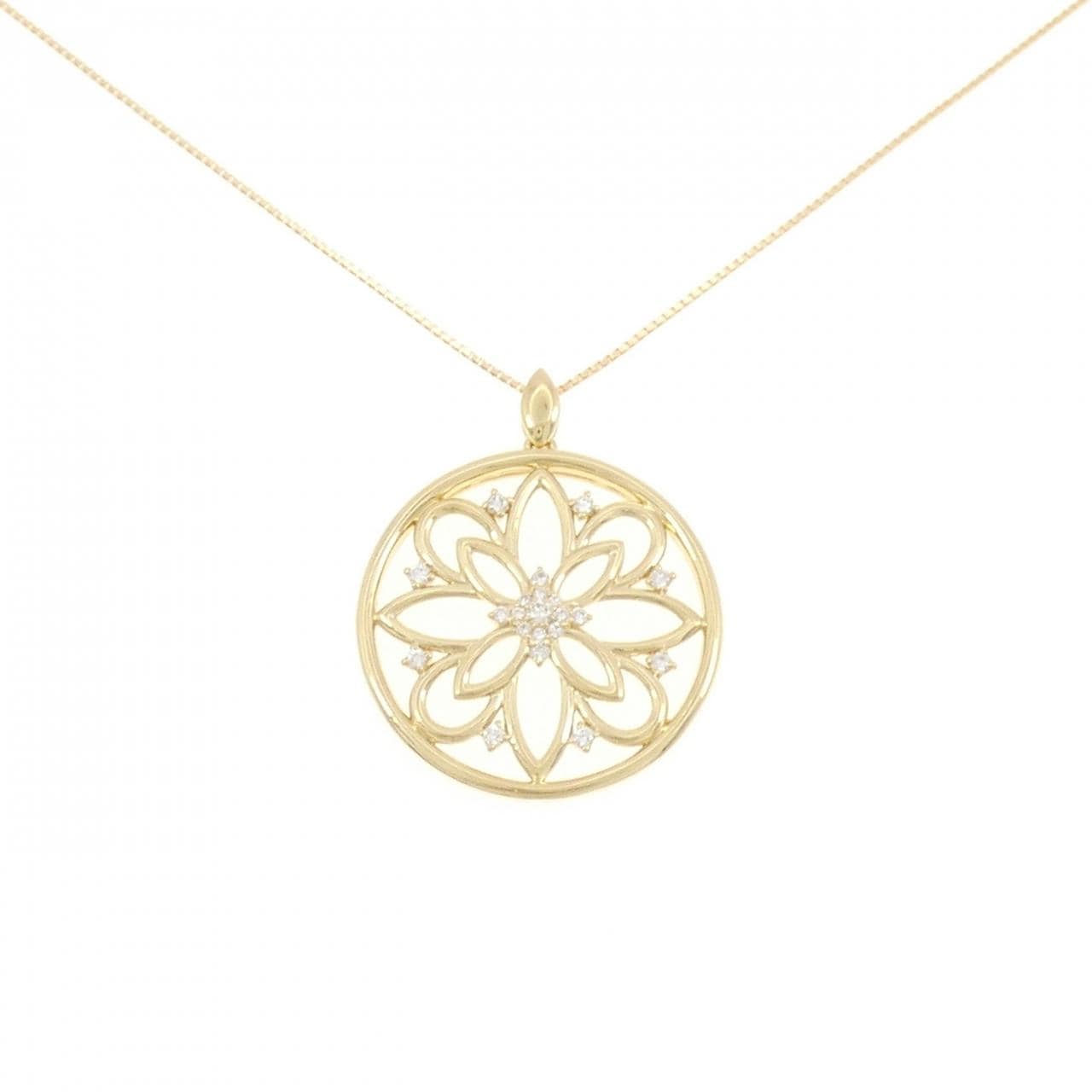 K18YG フラワー ダイヤモンド ネックレス 0.25CT
