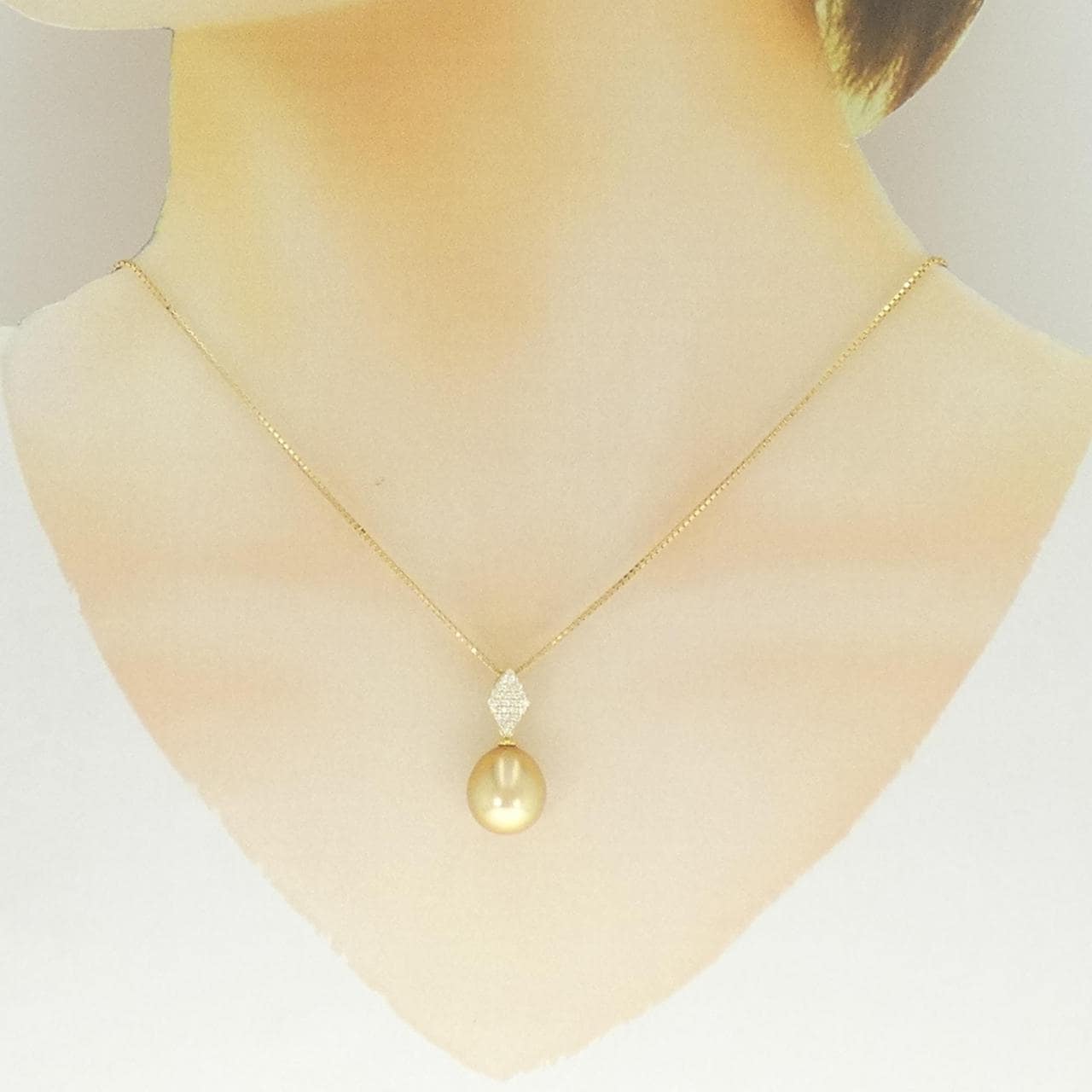 K18YG 白蝶パール ネックレス 11.8mm