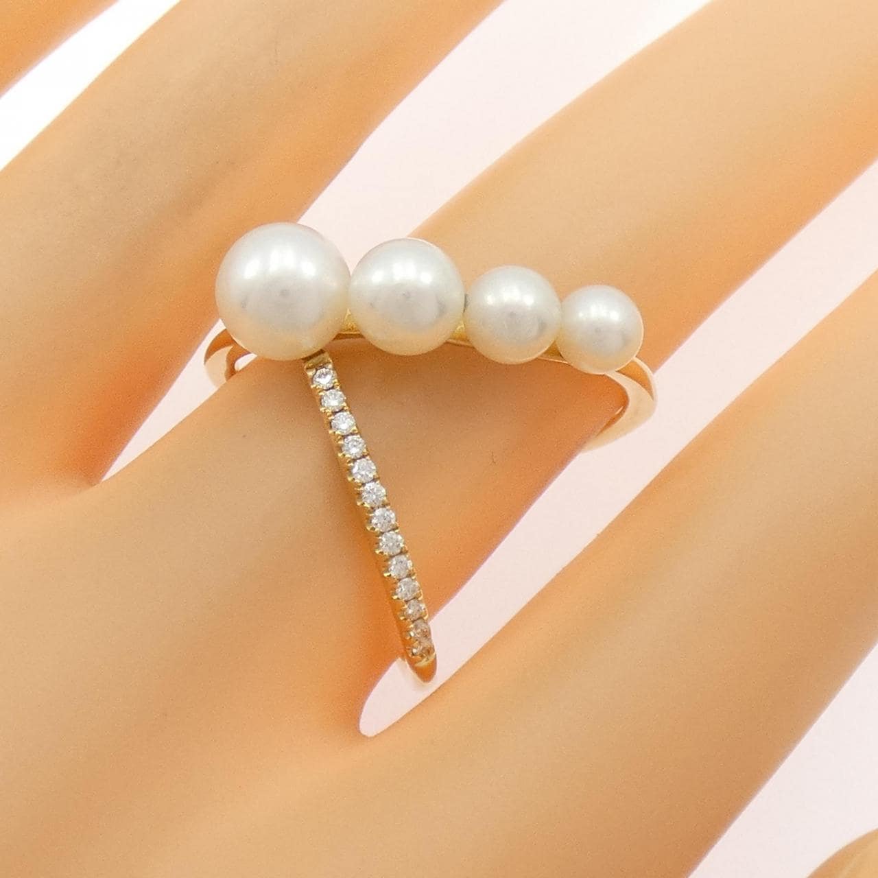 750YG 淡水パール リング