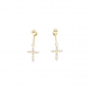 K18YG クロス ダイヤモンド イヤリング 0.50CT