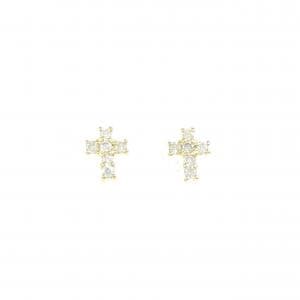 K18YG クロス ダイヤモンド ピアス 0.12CT