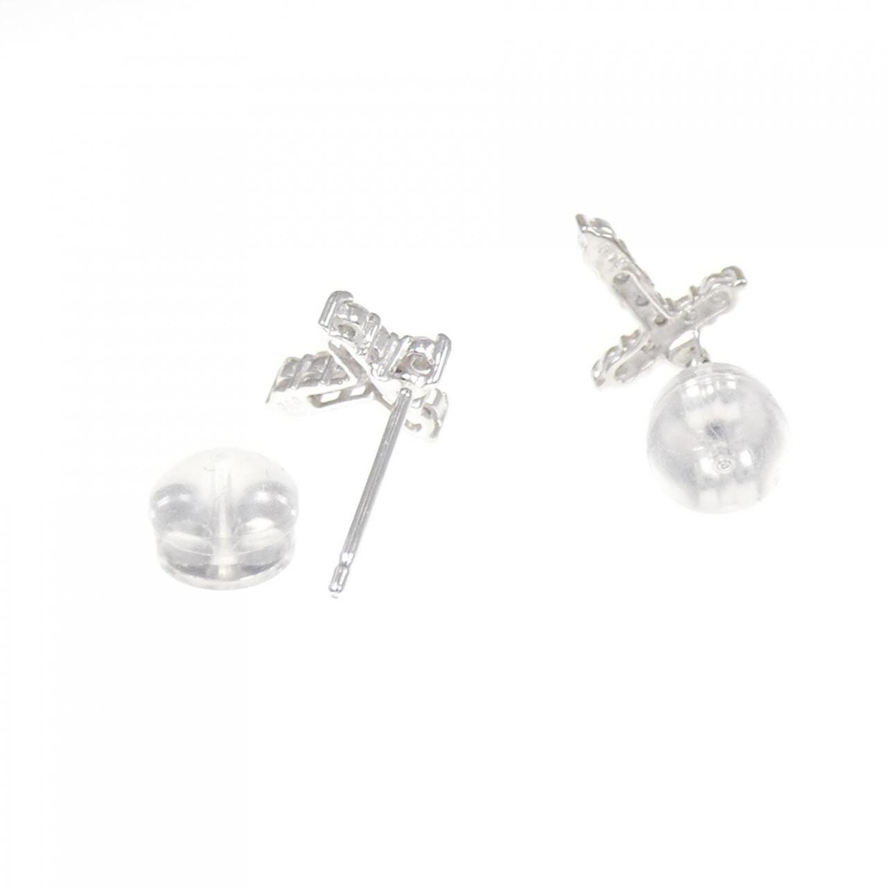 K18WG クロス ダイヤモンド ピアス 0.20CT