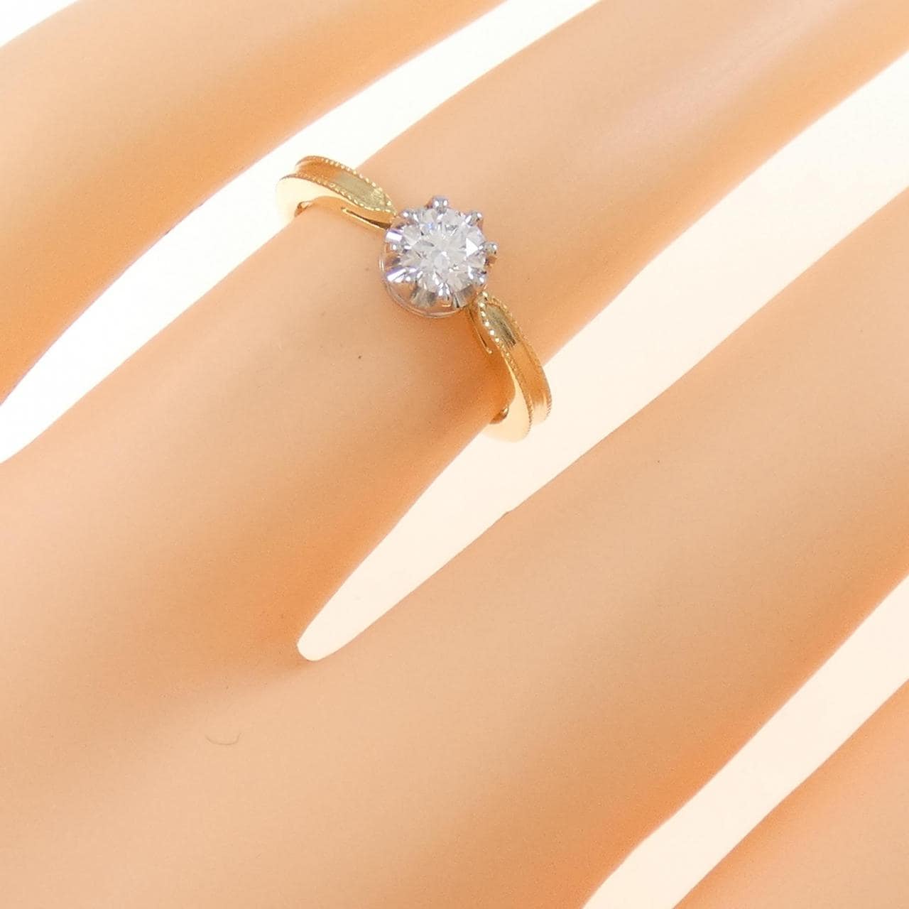 750YG/PT ソリティア ダイヤモンド リング 0.250CT