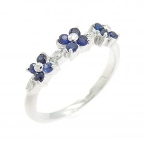 K14WG フラワー サファイヤ リング