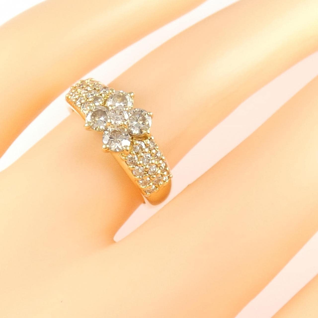 K18YG フラワー ダイヤモンド リング 1.00CT