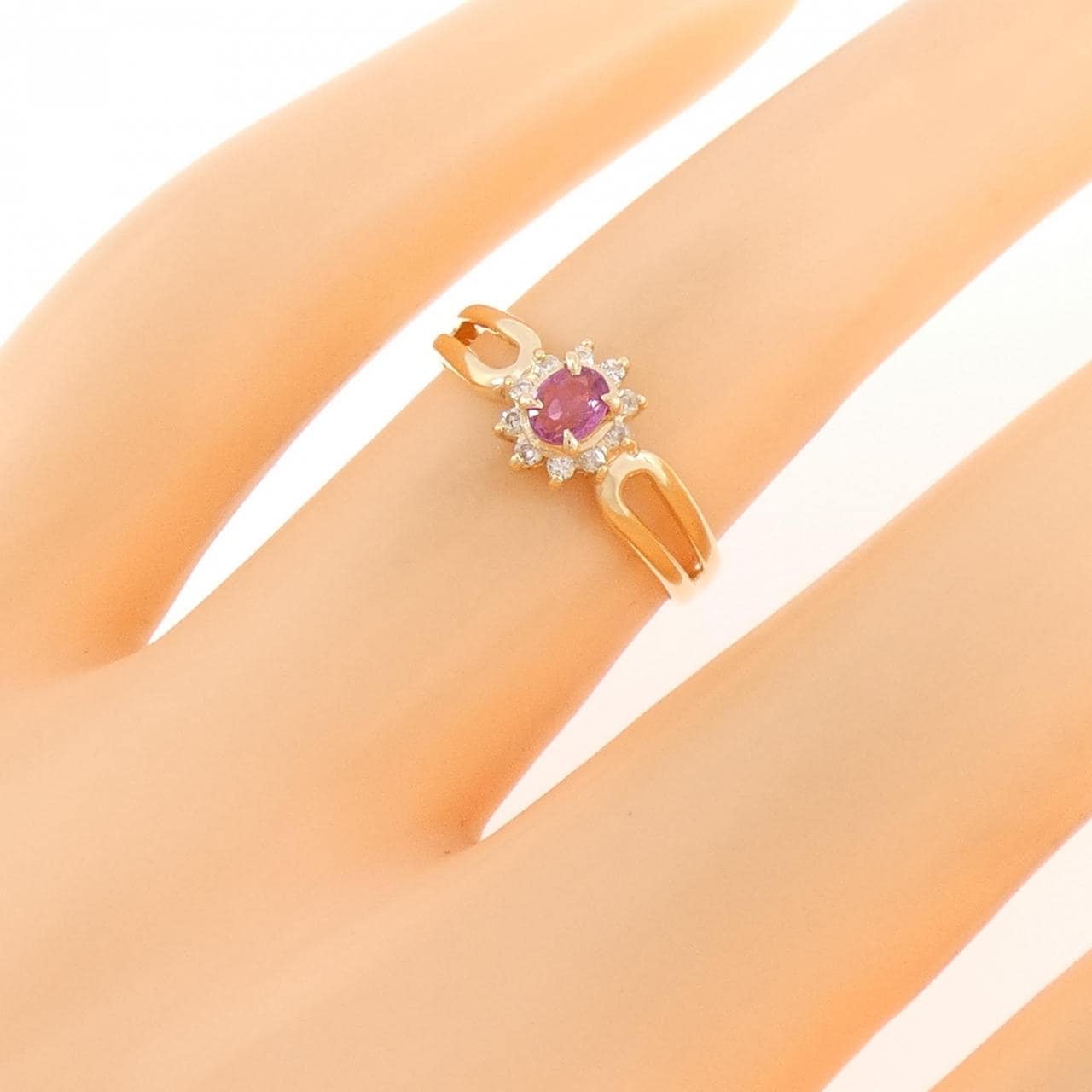 K18YG ルビー リング 0.19CT