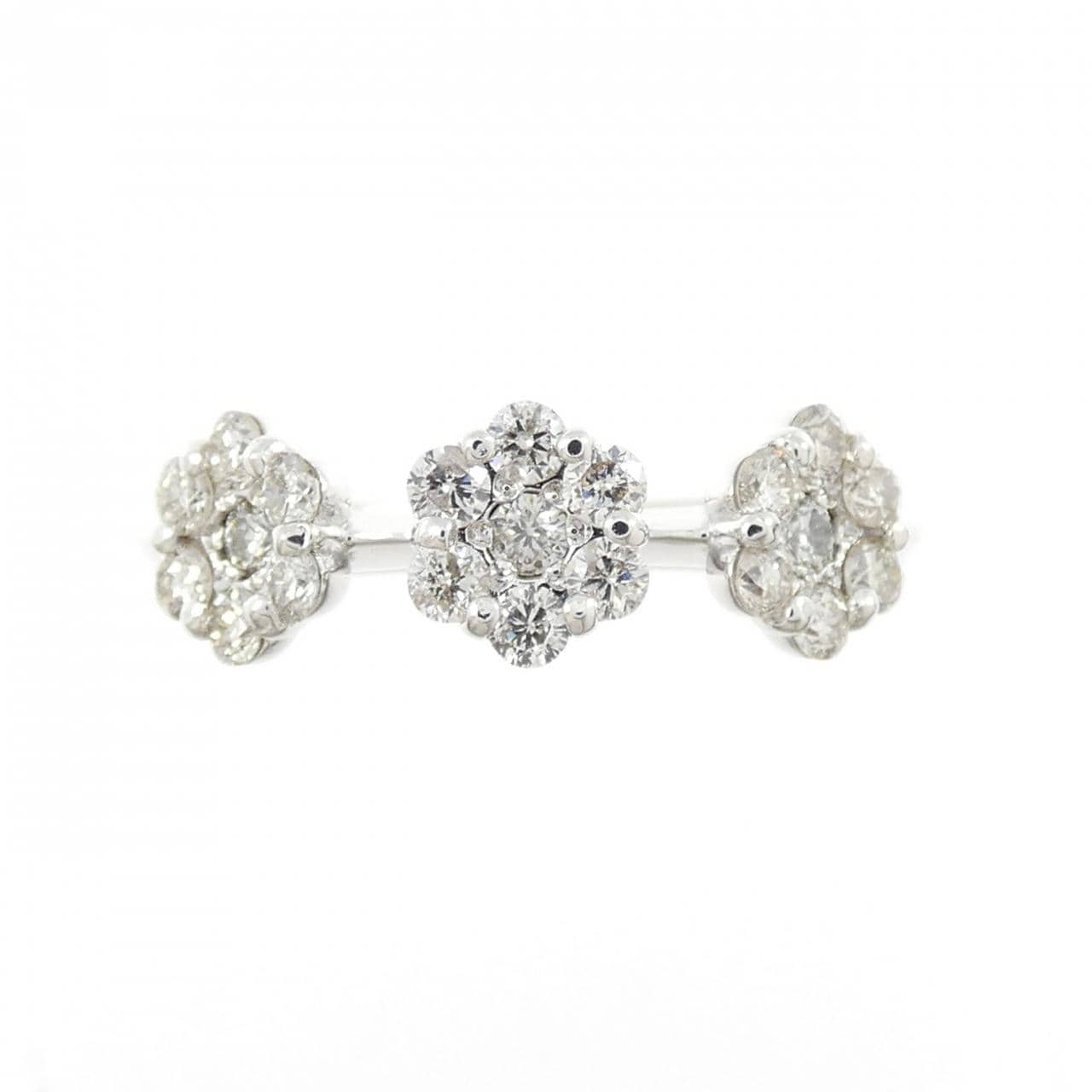 K18WG フラワー ダイヤモンド リング 0.50CT