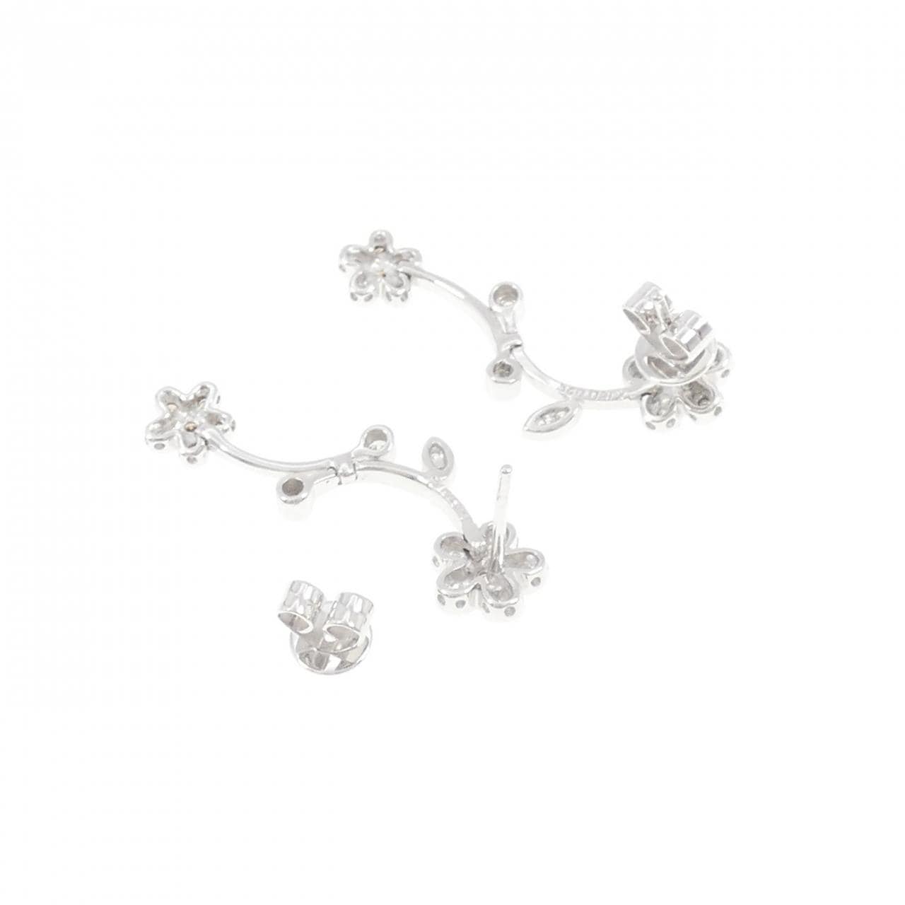 K18WG/750WG フラワー ダイヤモンド ピアス 0.50CT