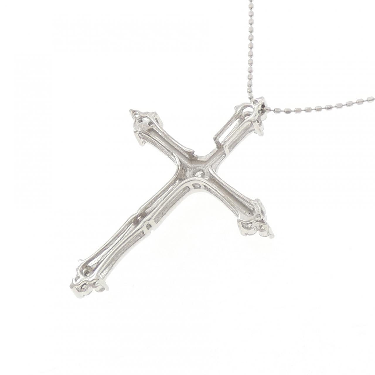 K18WG クロス ダイヤモンド ネックレス 0.30CT